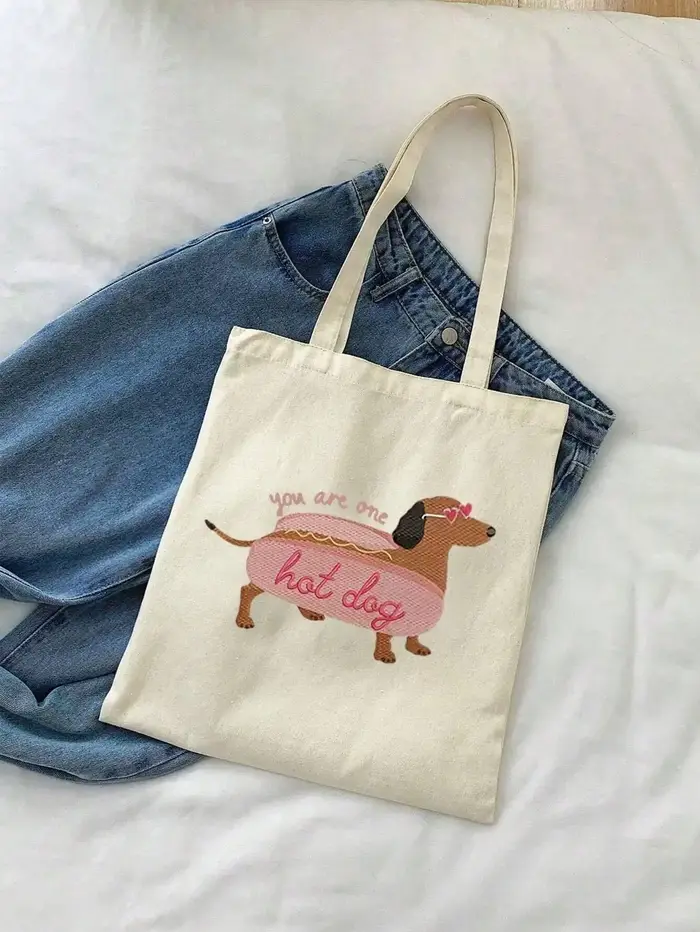 Sac fourre-tout imprimé teckel