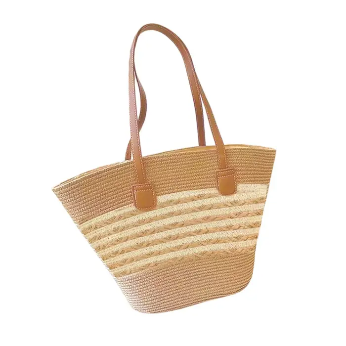 Grand sac fourre-tout en paille bohème pour femme