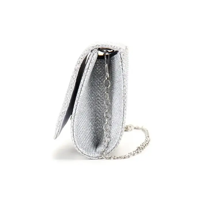 Nouvelle pochette de soirée brillante à paillettes couleur argent