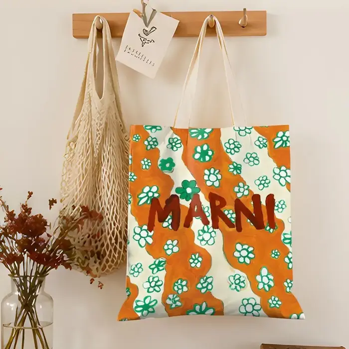 BRAND M-MARNI-iS Sacs de rangement Sac fourre-tout en toile pour femme Grande capacité Sac de courses écologique réutilisable Sac à main à bandoulière