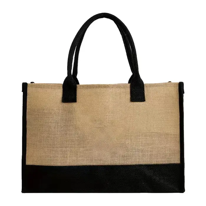 Sac de courses en toile de Jute, fourre-tout léger, sac à main Portable de grande capacité pour femm