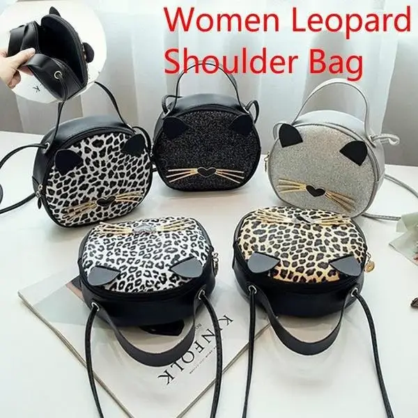 Mode femmes dessin animé Animal léopard sac à bandoulière fourre-tout sac à main