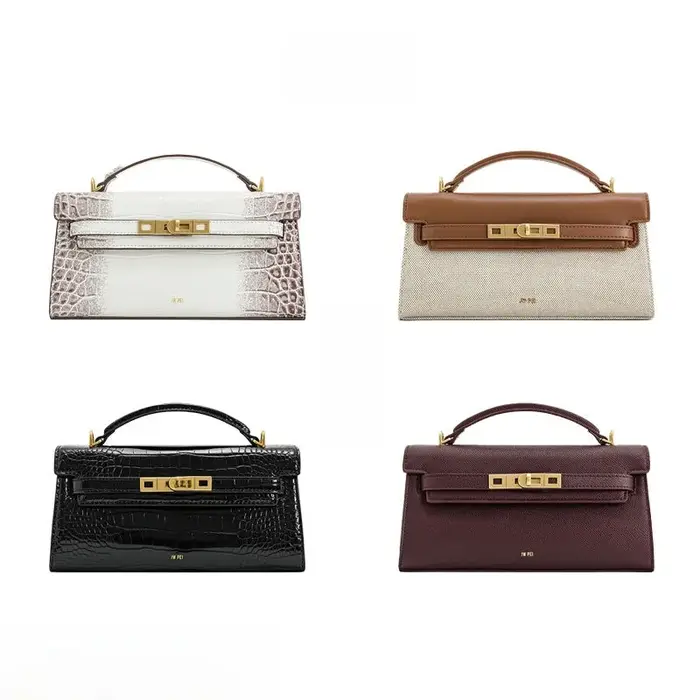 Sac à main carré petit format en cuir à motif crocodile avec boucle de fermeture, sac à bandoulière