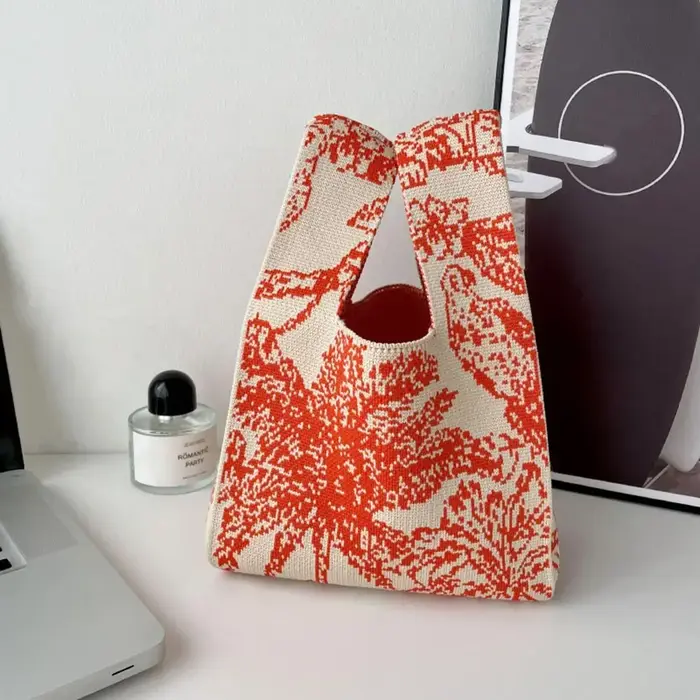 Mini sac à main en tricot fait à la main pour femmes, sac de poignet à petit nœud, fourre-tout décon