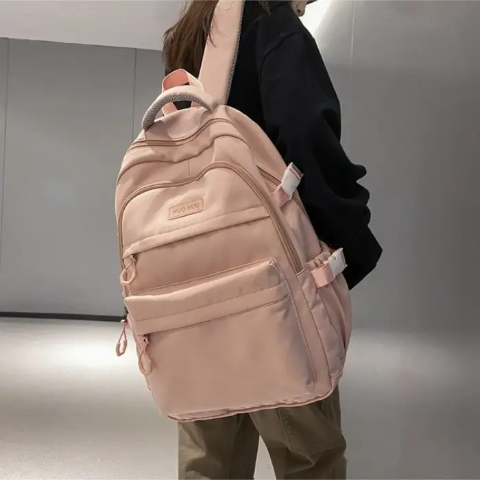 Sac à dos de couleur unie de grande capacité pour lycéens