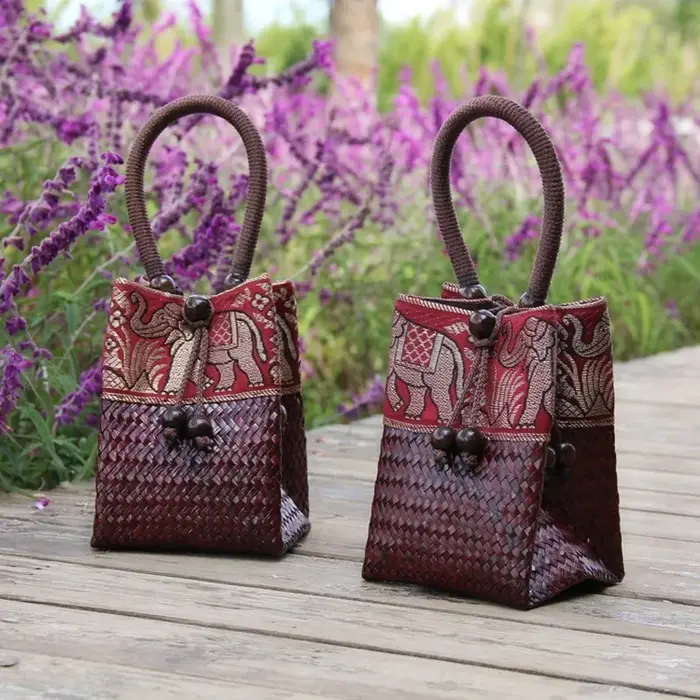 Sac à main en rotin Vintage pour femmes
