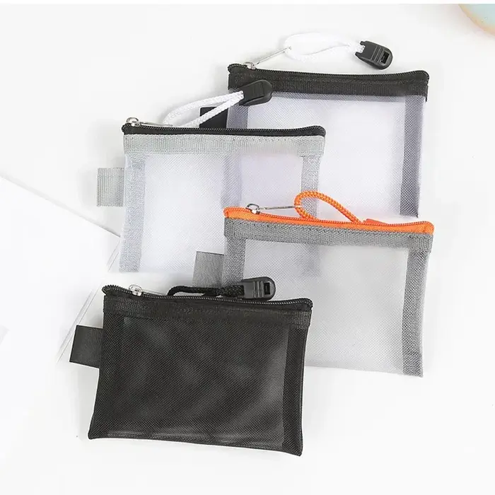 Mini porte-monnaie en Nylon transparent à fermeture éclair