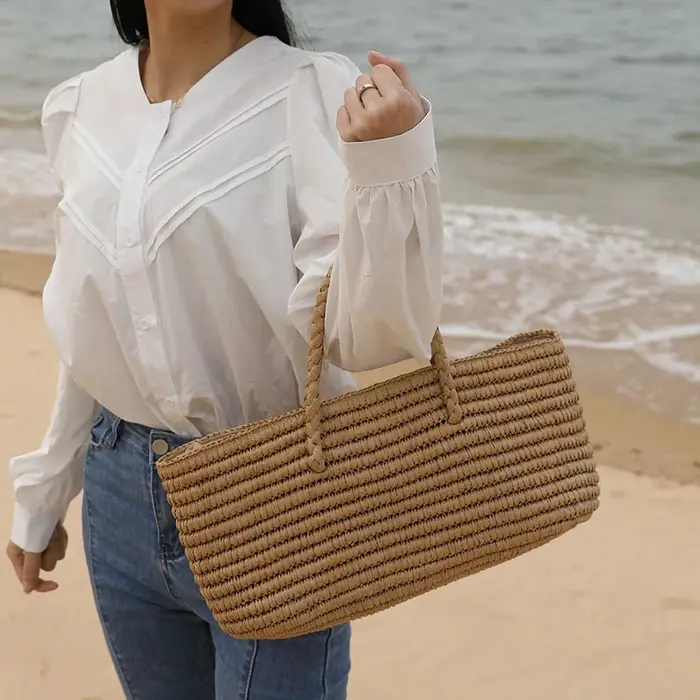 Sac de plage horizontal élégant avec cordon de serrage