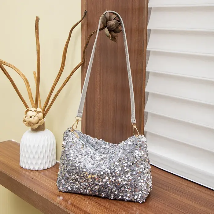 Sac à main scintillant à paillettes pour femmes, sac carré Simple de grande capacité, sac de voyage 