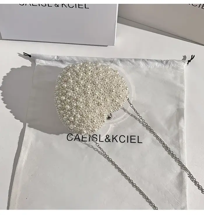 Sac à main en forme de cœur perlé pour femme, sac de soirée, pochette de fête de mariage, sac messag