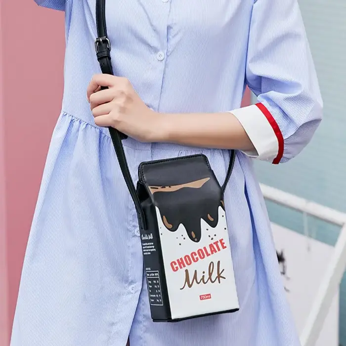 Sac à bandoulière en forme de boîte à lait pour femme
