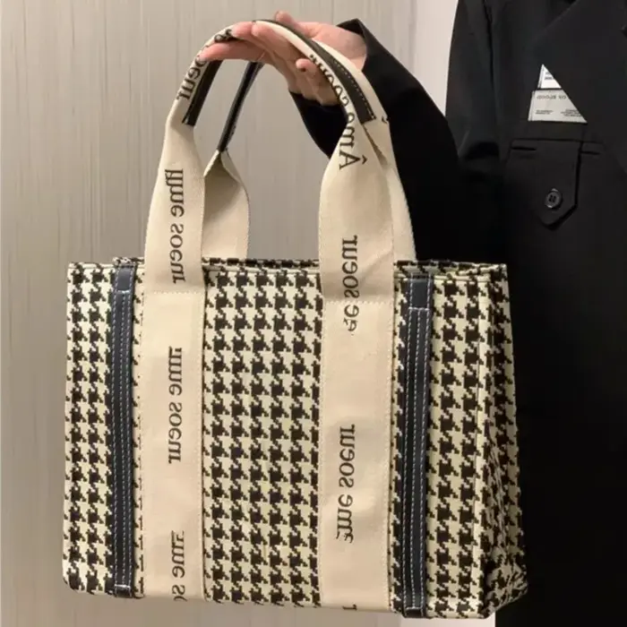 Sac fourre-tout pied-de-poule pour femmes