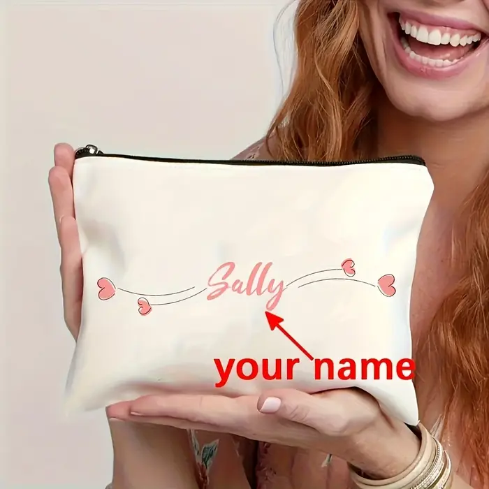 Pochette de maquillage personnalisée avec fermeture éclair - Nom personnalisé "Sally" ou votre propre nom