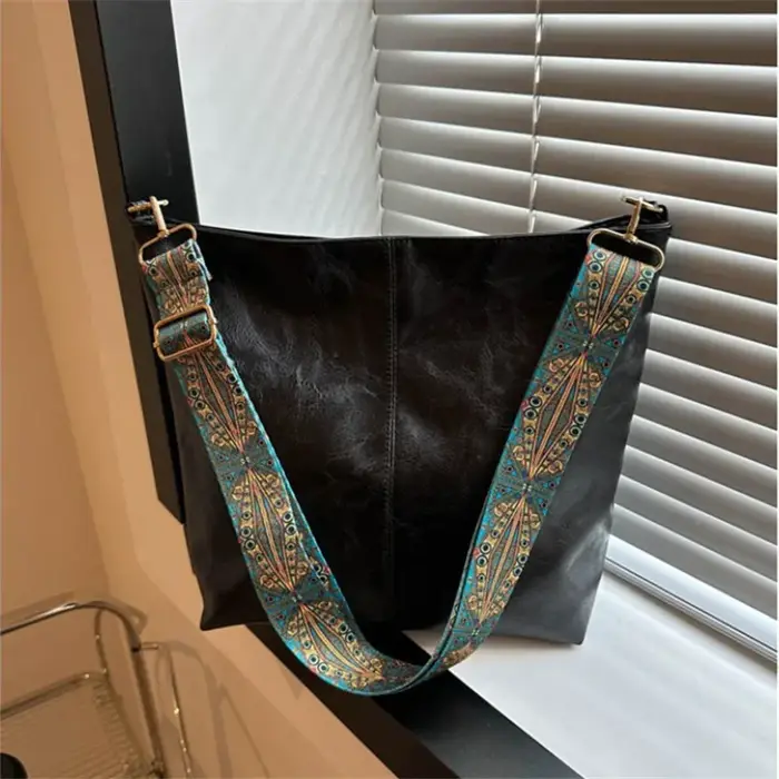 Sac à bandoulière pour femme de style bohème, large sangle vintage, sac à bandoulière décontracté po