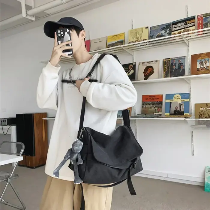 Sac messager en toile dames grande capacité sacs à main sac à bandoulière jeunes filles étudiants