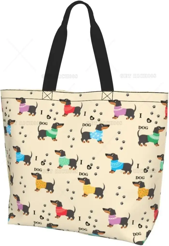 Sac fourre-tout chien teckel pour femme