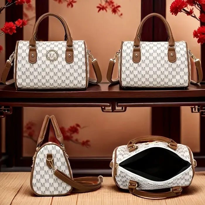 Women Alphabet Shoulder Bag with Golden "M" Logo