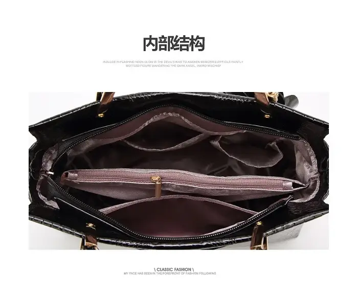 Sac à main en cuir verni effet crocodile pour femme