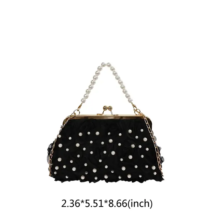 Sac de soirée en dentelle pour femme, pochette florale à fermoir Kiss Lock avec chaîne, sac de demoiselle d'honneur pour mariage, bal de promo, fête du thé