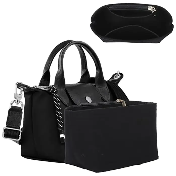 Organisateur de sac en feutre pour Longchamp LE PLIAGE CUIR Top Handle Bag XS