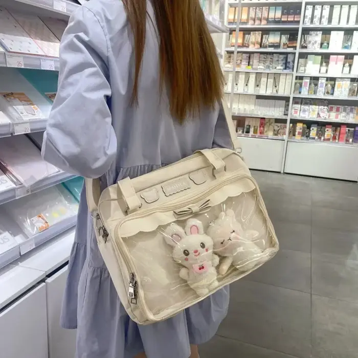Japonais mignon Transparent toile Itabag mode filles un sac à bandoulière étudiant personnalité sac