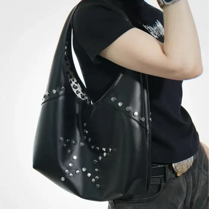 Sac fourre-tout à bandoulière Y2K clouté pour femme