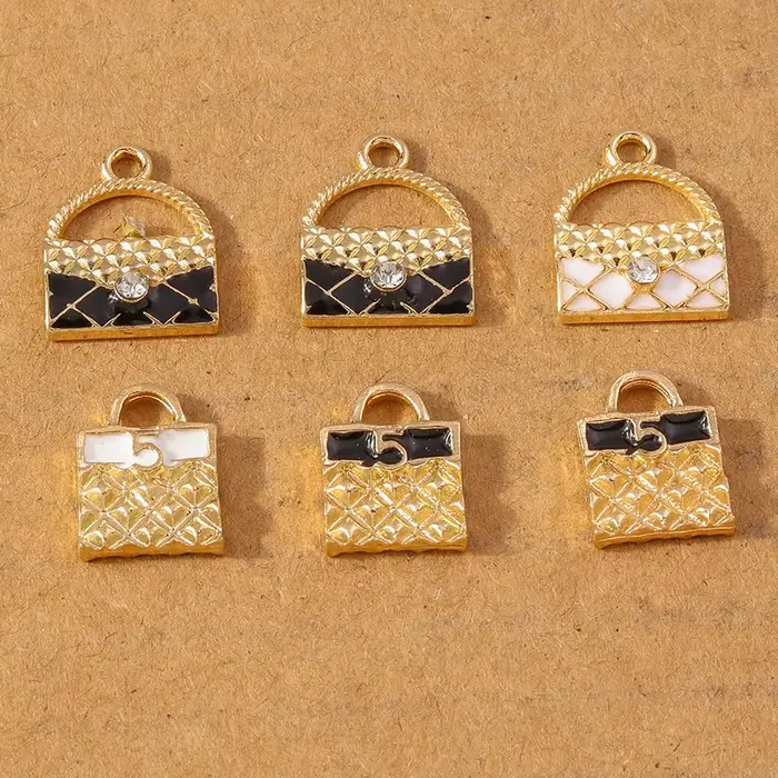 Breloques de sac à main en cristal faites à la main, design de marque de luxe, collier Pmotfor, boucles d'oreilles, bracelet à bricoler soi-même, bijoux, accessoires exécutifs, 10 pièces