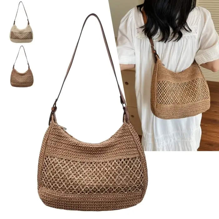 Sac fourre-tout en paille grande capacité