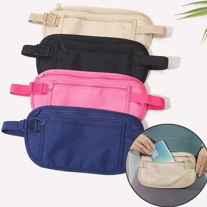Sacs de taille de voyage pochette pour passeport argent portefeuille de sécurité caché hommes femmes Sport sac de