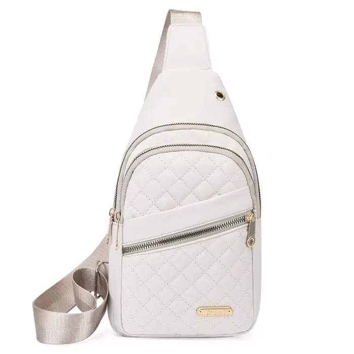 Sac banane matelassé de couleur unie, décontracté, grande capacité, fermeture éclair, ceinture de po