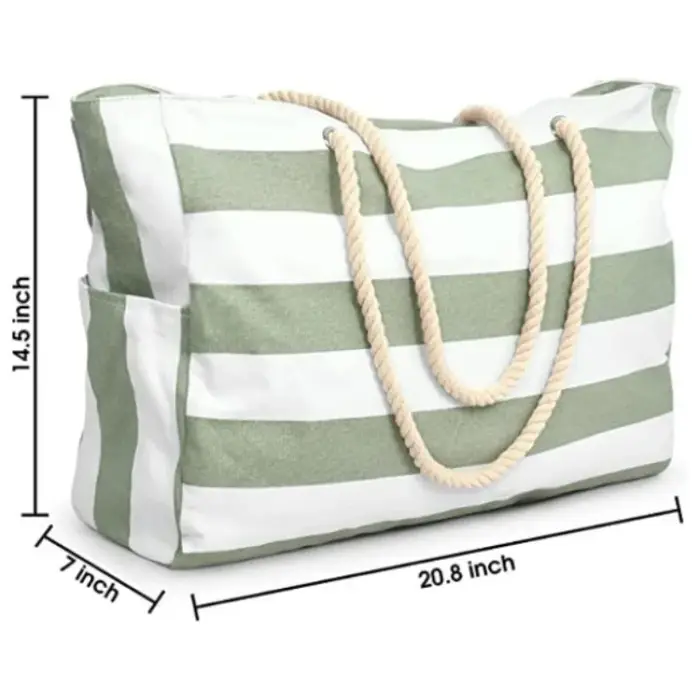 Sac de plage pour femme avec poche extérieure zippée