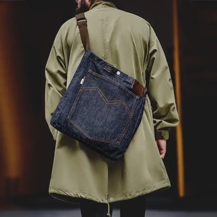 Maden unisexe rétro 14oz Denim sacs simple épaule