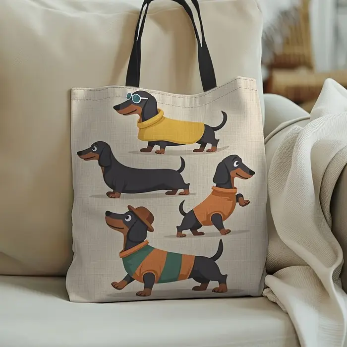 Sac fourre-tout Chic imprimé teckel