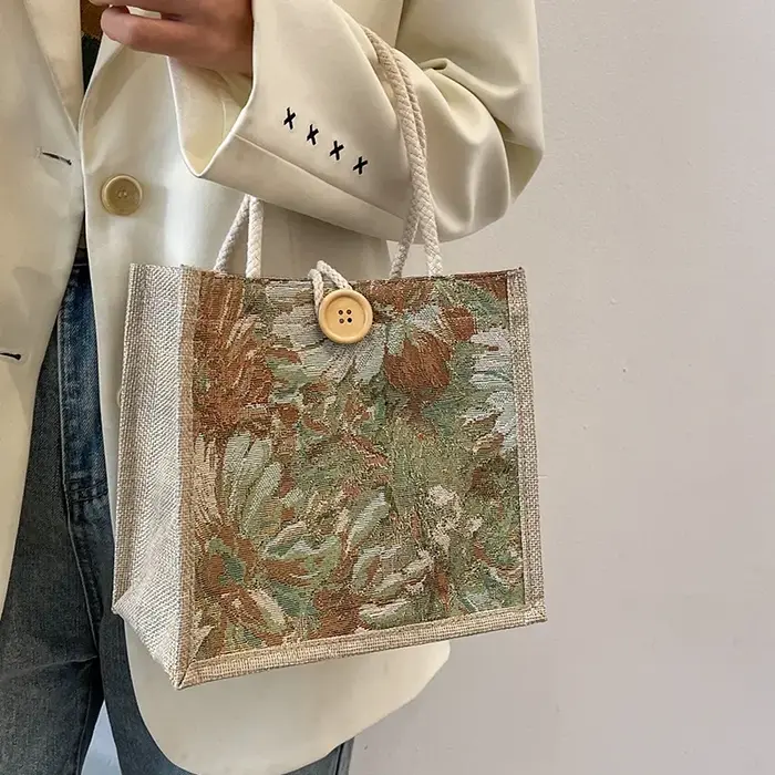 Sac à main portable en lin pour femme