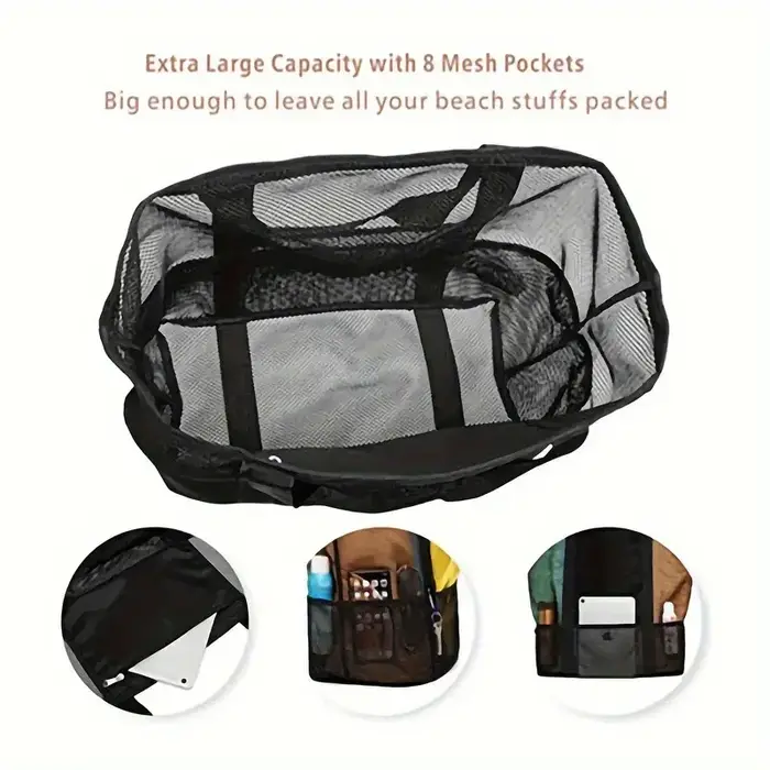 Sac de plage pliable en maille
