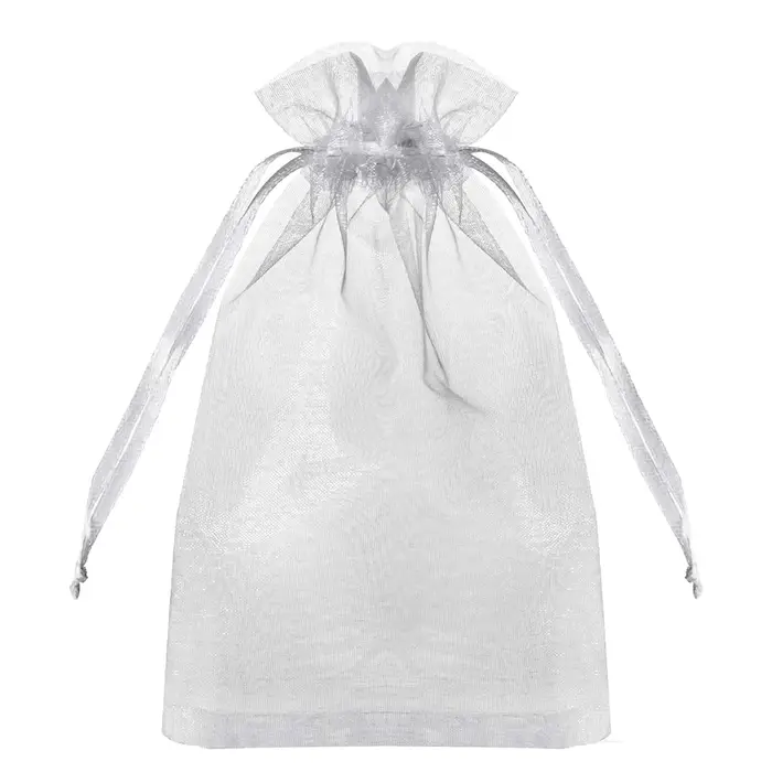 Sac en Organza transparent blanc, 50 pièces, sacs cadeaux de fête avec cordon de serrage pour mariag
