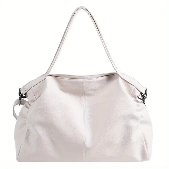 Grand Sac Hobo Noir à Bandoulière en Cuir Souple pour Femme