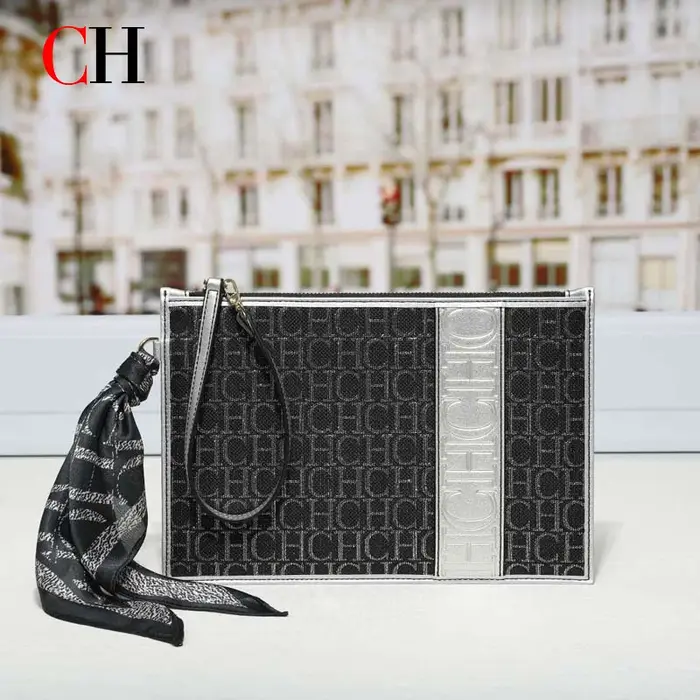 Sac à main vintage pour femme CH avec foulard en soie