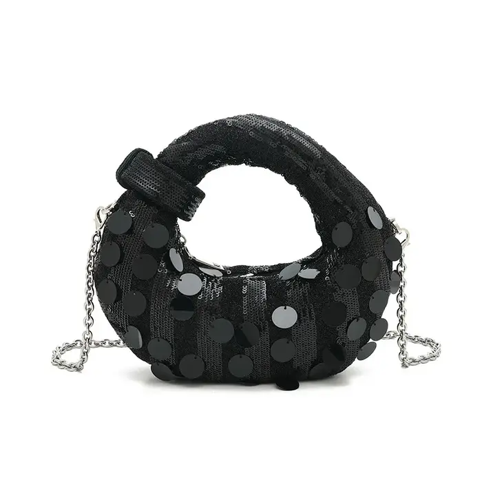 Demi-lune soirée pochette sacs de fête pour les femmes de luxe concepteur Denim gland strass sac à main paillettes