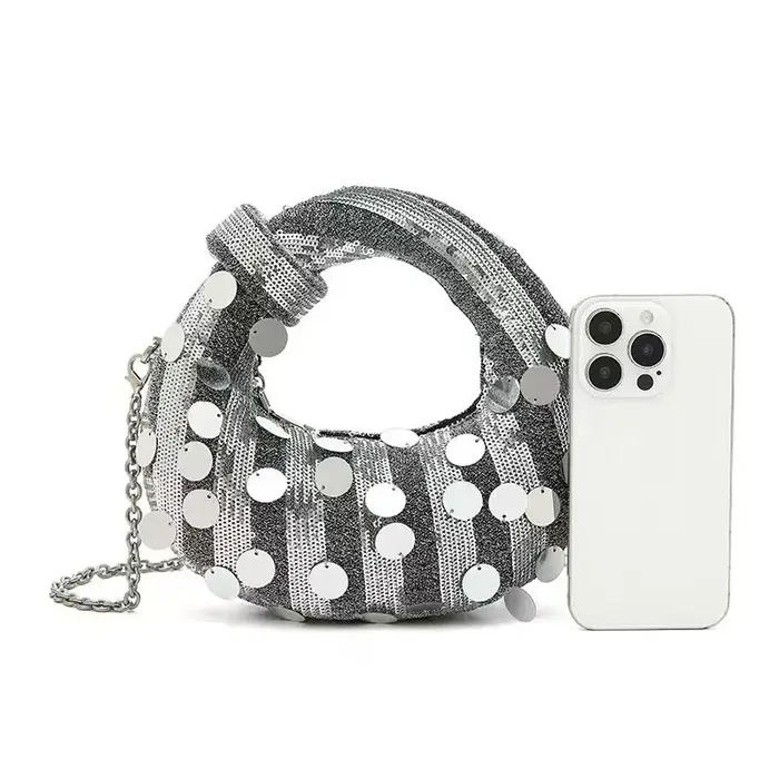 Demi-lune soirée pochette sacs de fête pour les femmes de luxe concepteur Denim gland strass sac à main paillettes