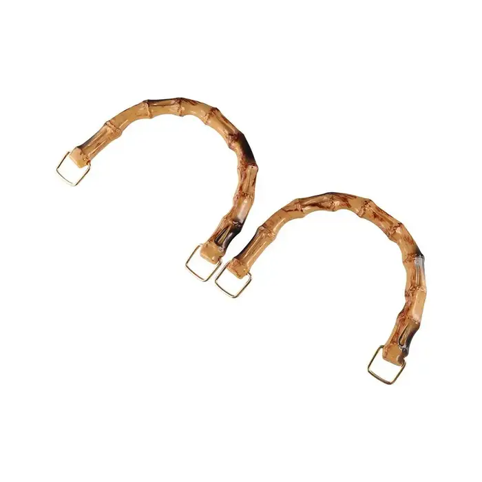 2 pièces poignées en bambou or naturel exotique toucher lisse poignée de sac à main en forme de U
