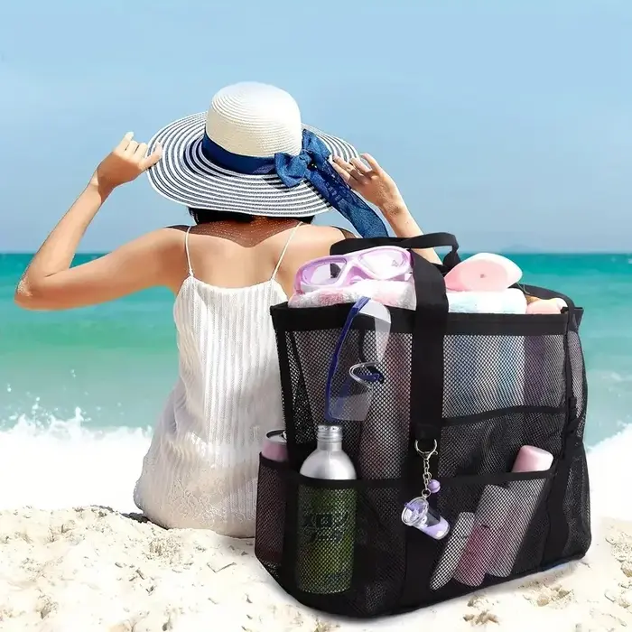 Grand sac de plage en filet grande capacité pour la natation