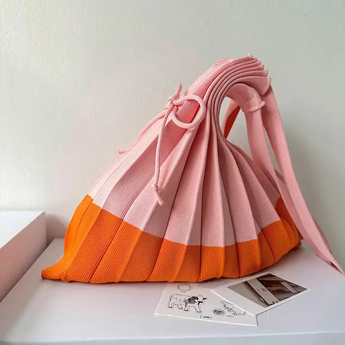 Sac à main en tricot pliable, sac de Shopping de grande capacité, sac écologique pliable, pochette à