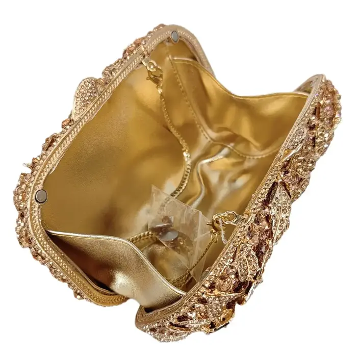 Boutique De FGG élégant fleur Minaudiere pochette femmes cristal sacs De soirée fête De mariage mariée strass