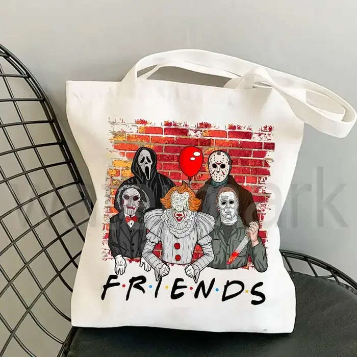 Grand Sac Fourre-Tout Réutilisable pour Halloween, Cadeau pour Amis, ix, Shopping, Tueurs de Films