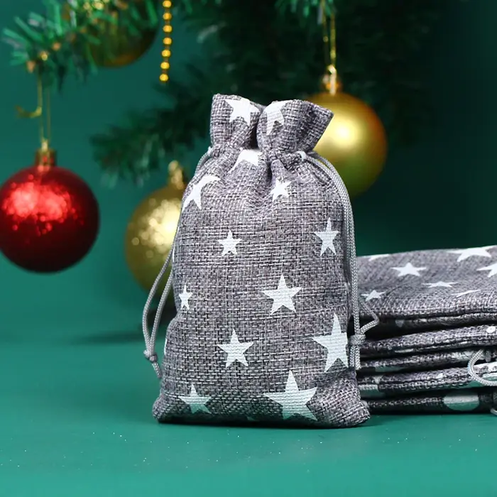 Sacs de noël en Jute 10 pièces/lot