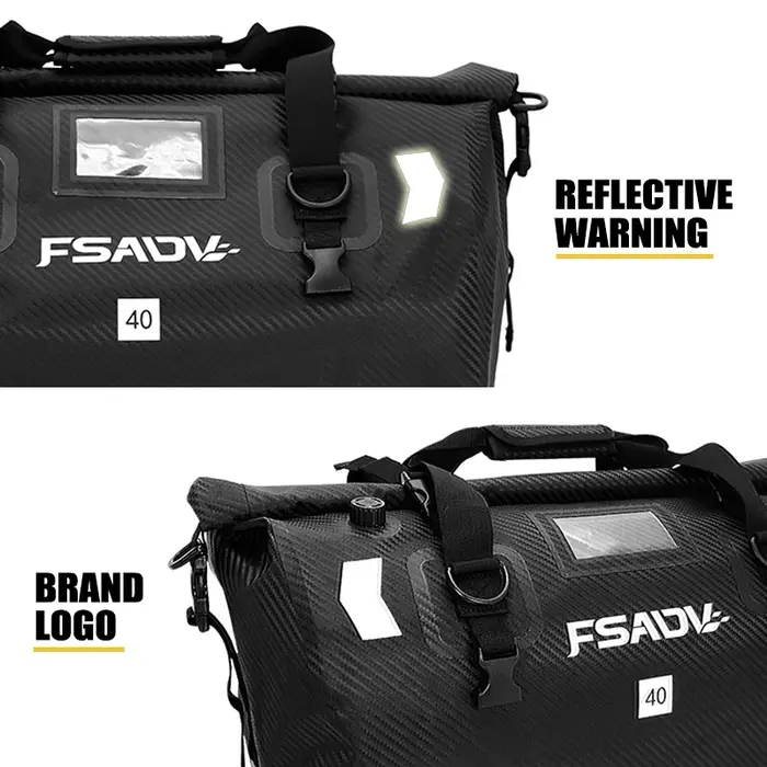 Sac arrière étanche noir carbone pour moto