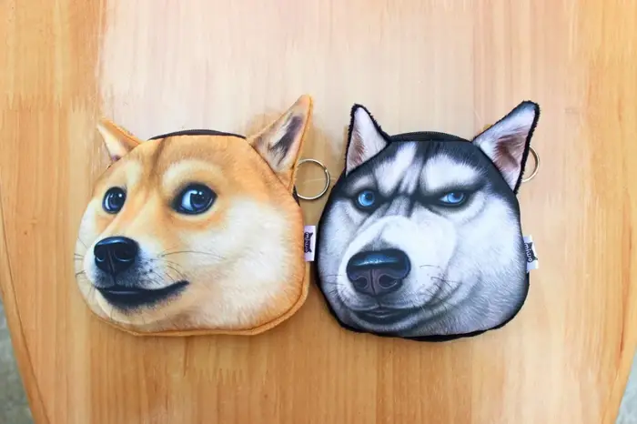 Nouveau dessin animé mignon Akita Husky chien porte-monnaie sac de rangement personnalité 3D Animal