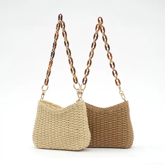 Sac tissé en paille rétro pour femmes