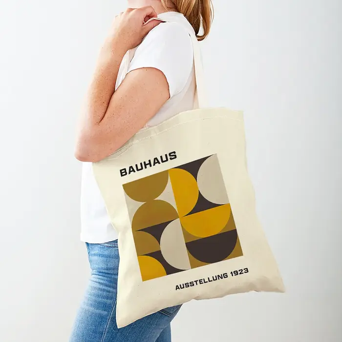 Bauhaus minimaliste femmes sacs à provisions Double impression décontracté toile sac à bandoulière pour enfant abstrait couleur bloc Shopper sac